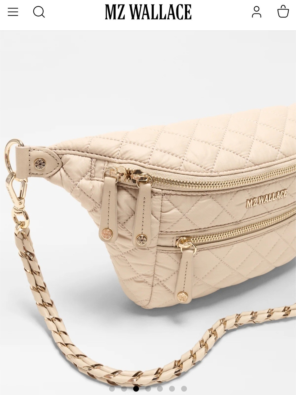 MZ Wallace Cream Quilted Crosby Crossbody Sling - Picture 3 of 13